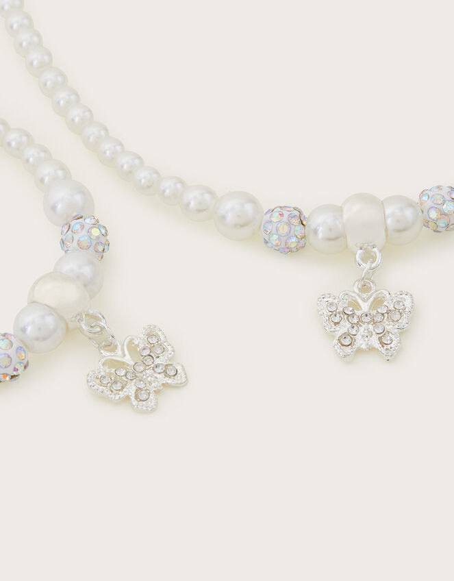 Flutter Butterfly Pearl Necklace and Bracelet Set, , large