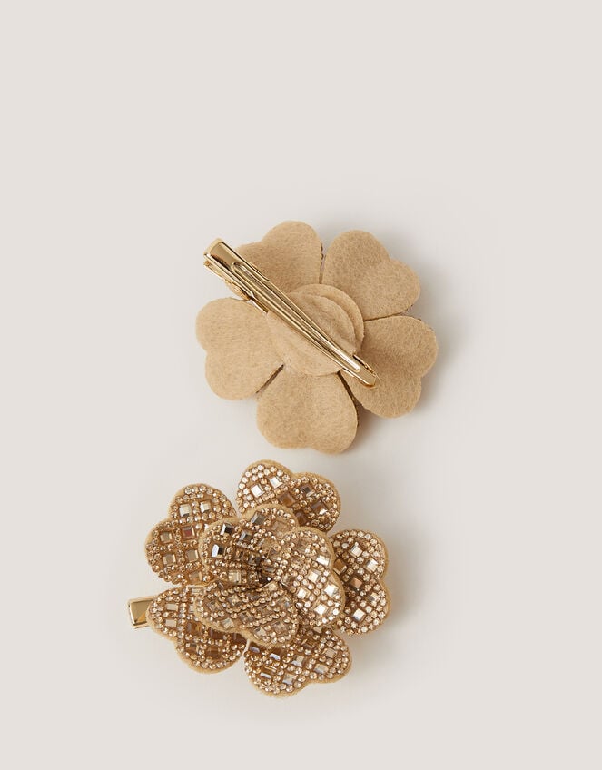 2-Pack Rhinestone Flower Hair Clips, , large