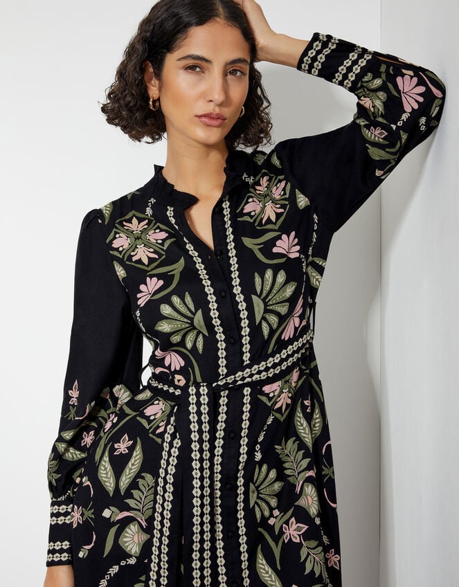 Sabrina Floral Print Maxi Dress, Black (BLACK), large