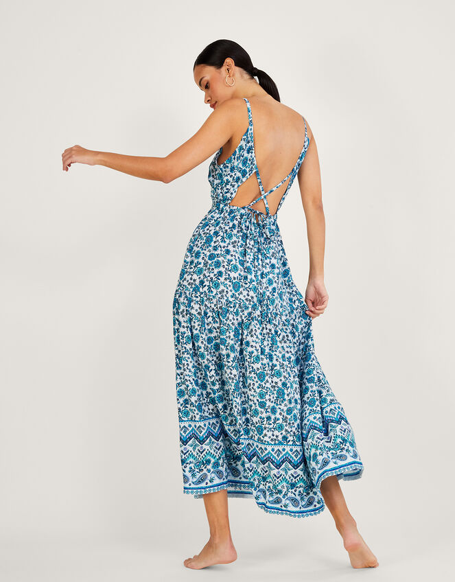 Floral Print Strappy Maxi Dress with LENZING™ ECOVERO™ Blue