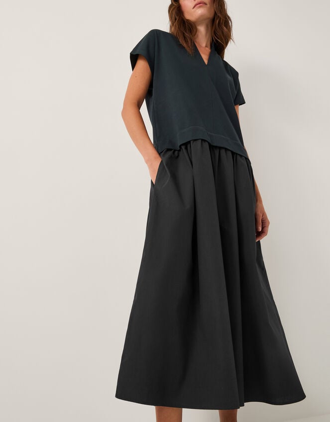 Felly Cap Sleeve Mix Maxi Dress, Blue (NAVY), large