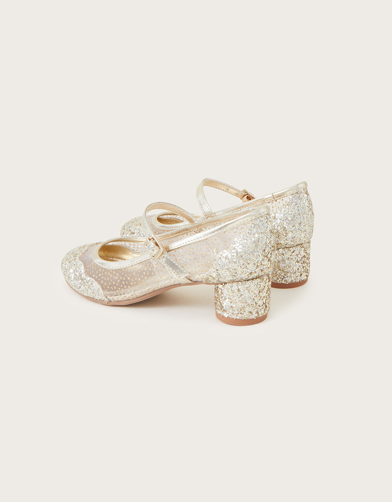Sparkly gold block heels clearance