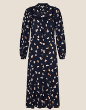 Floral Print Shirt Dress with LENZING™ ECOVERO™, Blue (NAVY), large