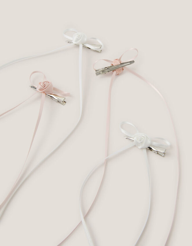 4-Pack Rose Bow Hair Clips, , large