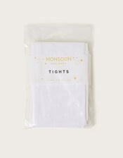Semi-Sheer Bow Tights, White (WHITE), large