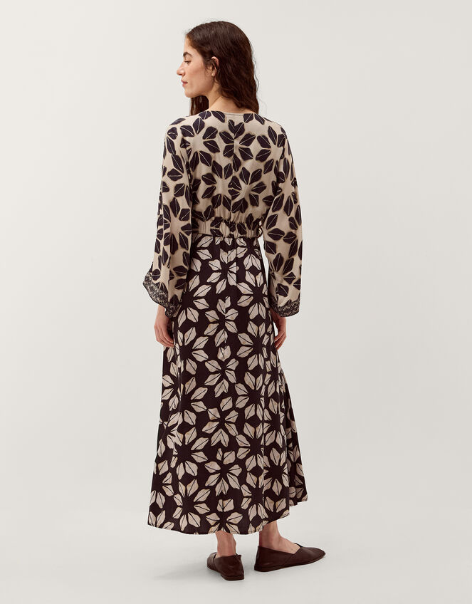 Ellison V-Neck Floral Print Midi Dress, Blue (NAVY), large