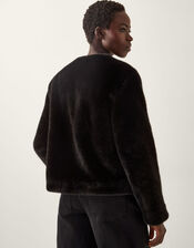 Farah Bow Faux Fur Jacket, Black (BLACK), large