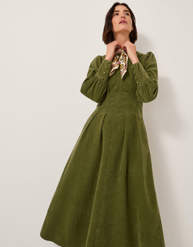 Morgan Blouson Fit & Flare Midi Dress, Green (GREEN), large