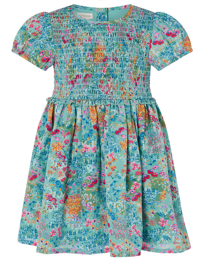 Baby Wildflower Dress in Recycled Polyester, Blue (AQUA), large