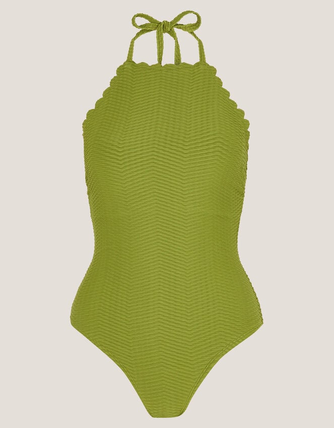 Alina Scallop Halter Swimsuit, Green (GREEN), large