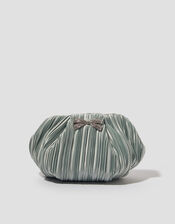 Pen Plisse Satin Clutch Bag, Green (SAGE), large