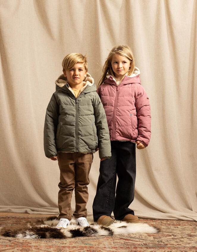 Töastie Reversible Teddy Fleece Puffer Jacket, Pink (PINK), large