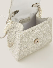 Glitter Pearl Bow Handbag & Hair Clips Set, , large