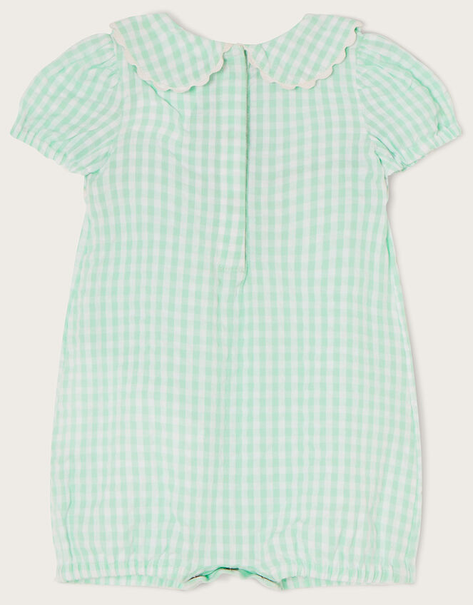 Newborn Gingham Duck Romper , Green (GREEN), large