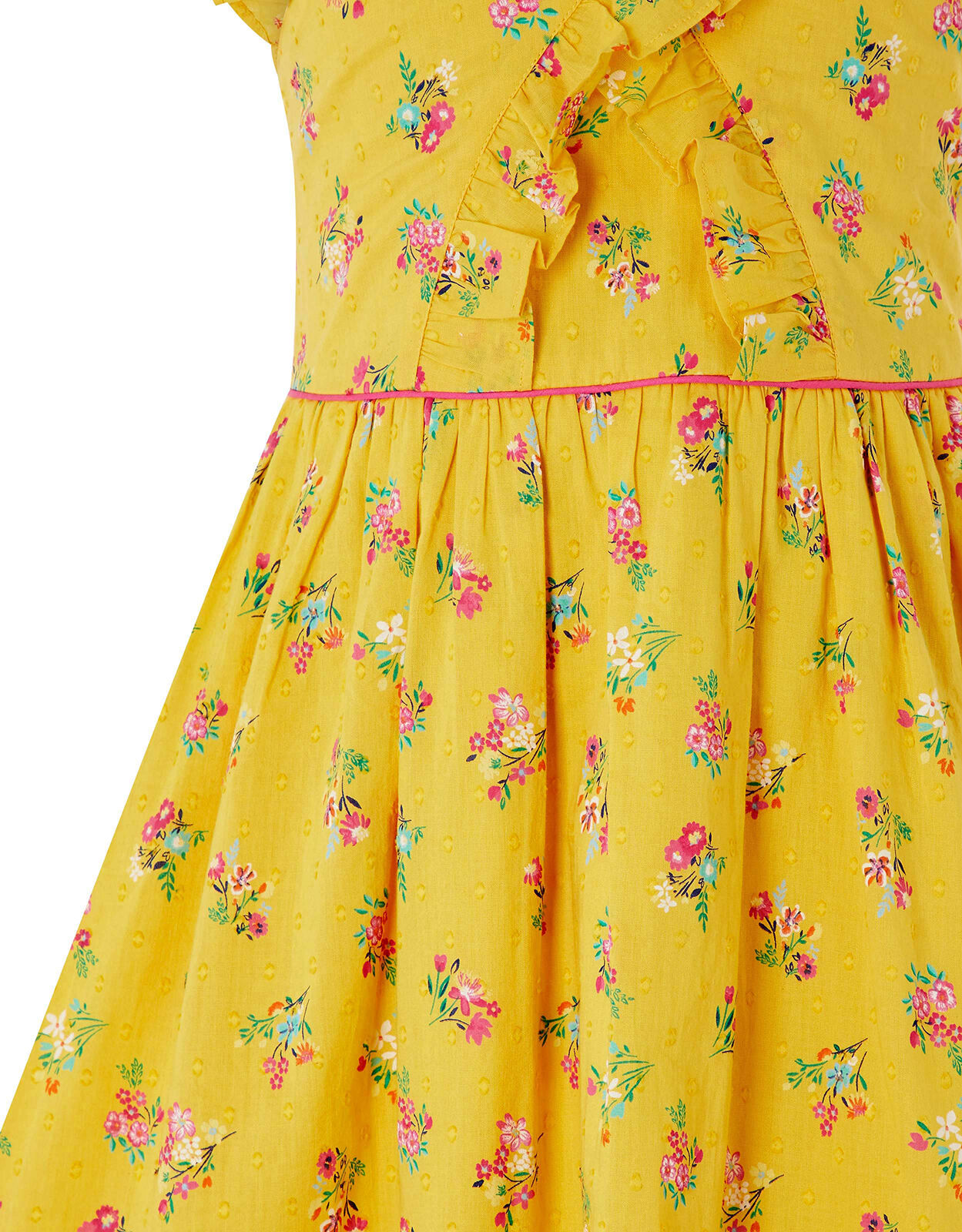 Grace Floral Ruffle Dress in Organic Cotton Yellow