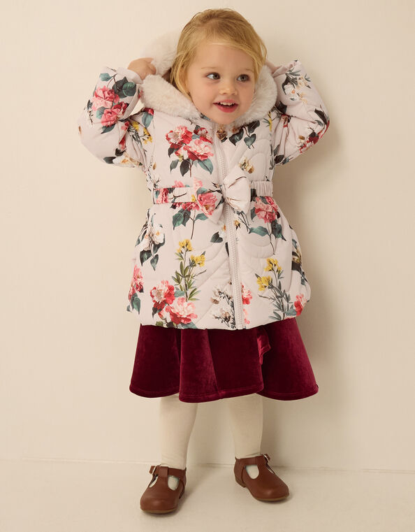 Baby Botanical Print Padded Coat, Ivory (IVORY), large