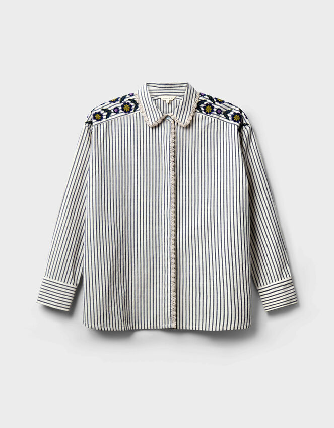 East Katya Tailored Striped Shirt, Multi (MULTI), large