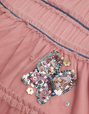 Sequin Butterfly Jersey Mesh Dress, Pink (PINK), large