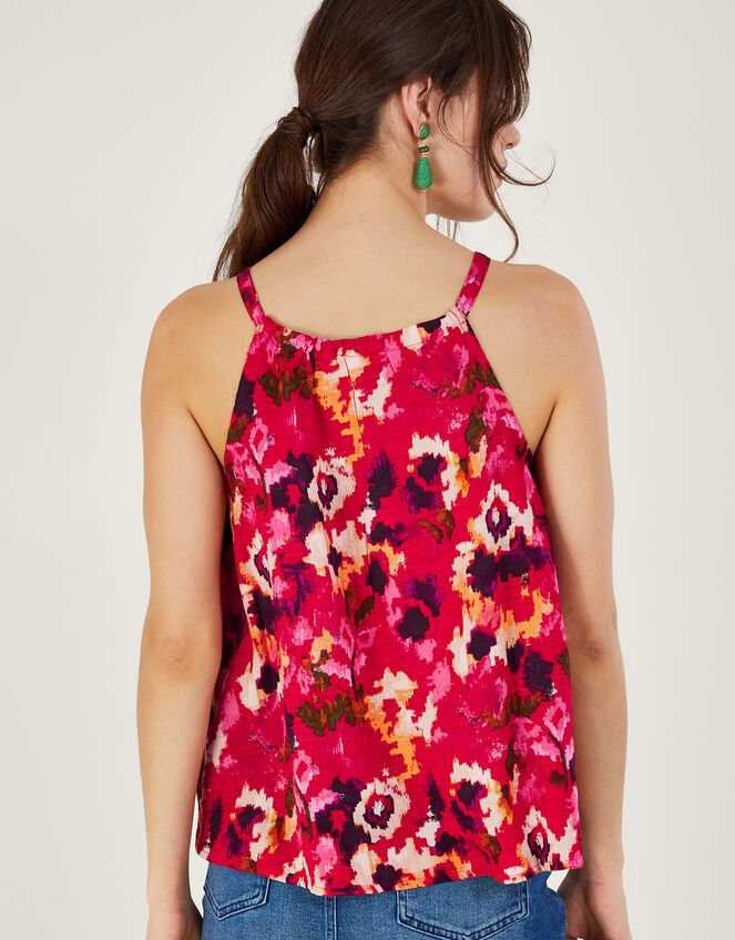 Embroidered Floral Print Cami Top in LENZING™ ECOVERO™, Red (RED), large