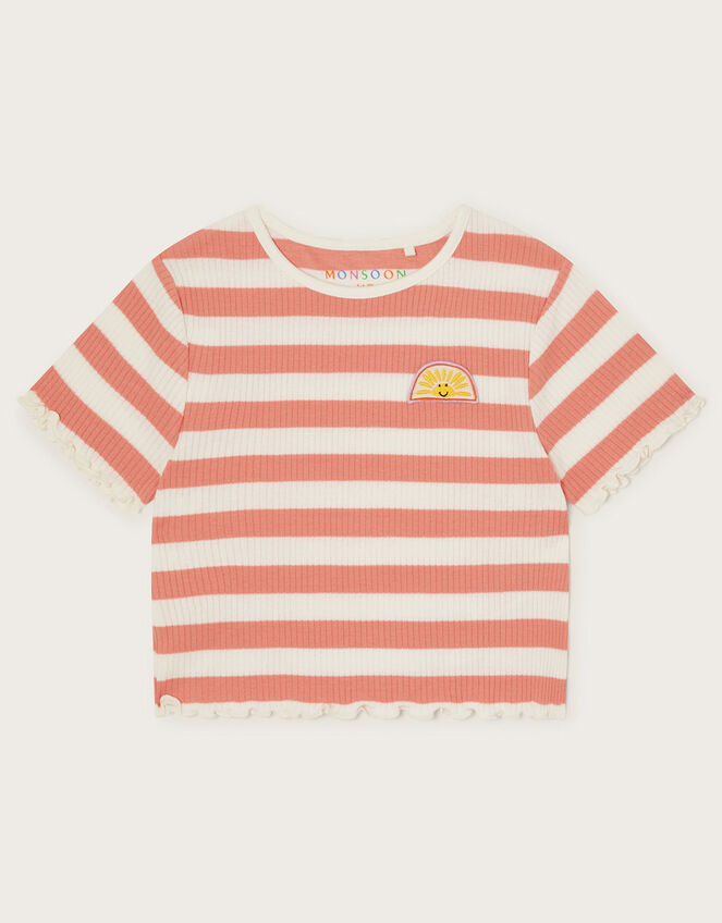 Sunshine Stripe Ribbed T-Shirt, Orange (ORANGE), large