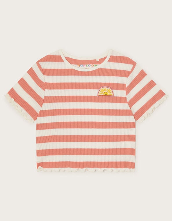 Sunshine Stripe Ribbed T-Shirt, Orange (ORANGE), large