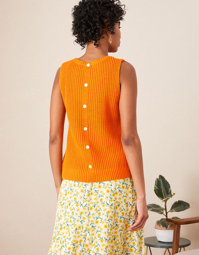 Knit Shell Sleeveless Sweater, Orange (ORANGE), large