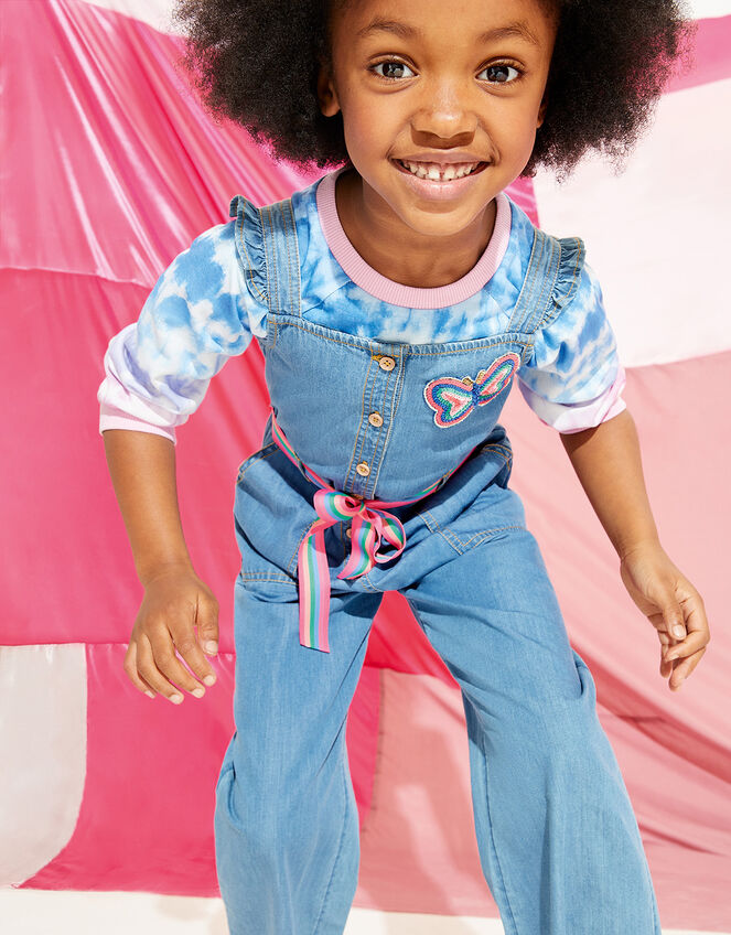 Denim Belted Jumpsuit, Blue (BLUE), large