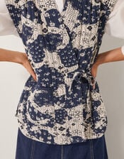 Alison Floral Quilted Gilet, Blue (NAVY), large