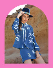 Wild Nona Woven Mini Skirt, Blue (BLUE), large