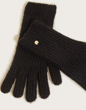 Super Soft Knit Gloves with Recycled Polyester, Black (BLACK), large