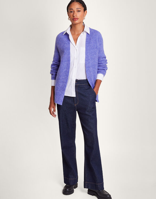 Super-Soft Edge to Edge Cardigan with Recycled Polyester, Blue (BLUE), large