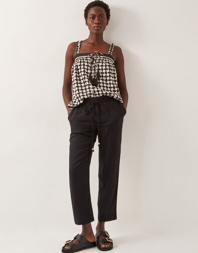Penina Drawstring Wide-Leg Trousers, Black (BLACK), large