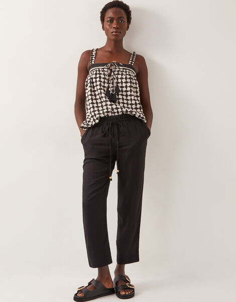 Penina Drawstring Wide-Leg Trousers, Black (BLACK), large