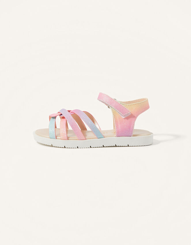 Pastel Rainbow Shimmer Sandals, Multi (MULTI), large