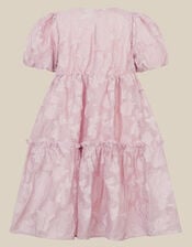 Saffron Sequin Collar Floral Jacquard Party Dress, Pink (PINK), large