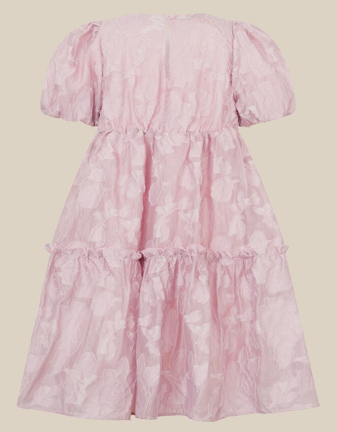 Saffron Sequin Collar Floral Jacquard Party Dress, Pink (PINK), large
