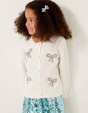 Bow Embellished Cardigan, Ivory (IVORY), large