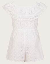 Broderie Ruffle Playsuit, White (WHITE), large