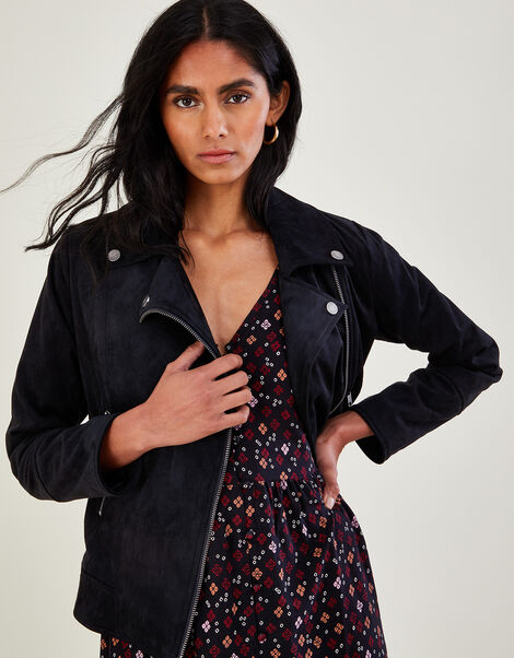 Stacy-Ann Suedette Biker Jacker, Black (BLACK), large