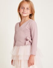 Long Sleeve Dance Wrap Top, Purple (LILAC), large