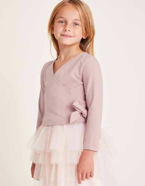 Long Sleeve Dance Wrap Top, Purple (LILAC), large