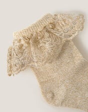 Baby Sparkle Flower Socks, Gold (GOLD), large
