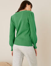 Scoop Neck Knit Jumper, Green (GREEN), large