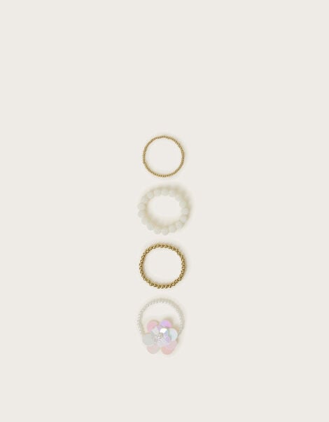 4-Pack Sequin Flower Bead Bracelets, , large
