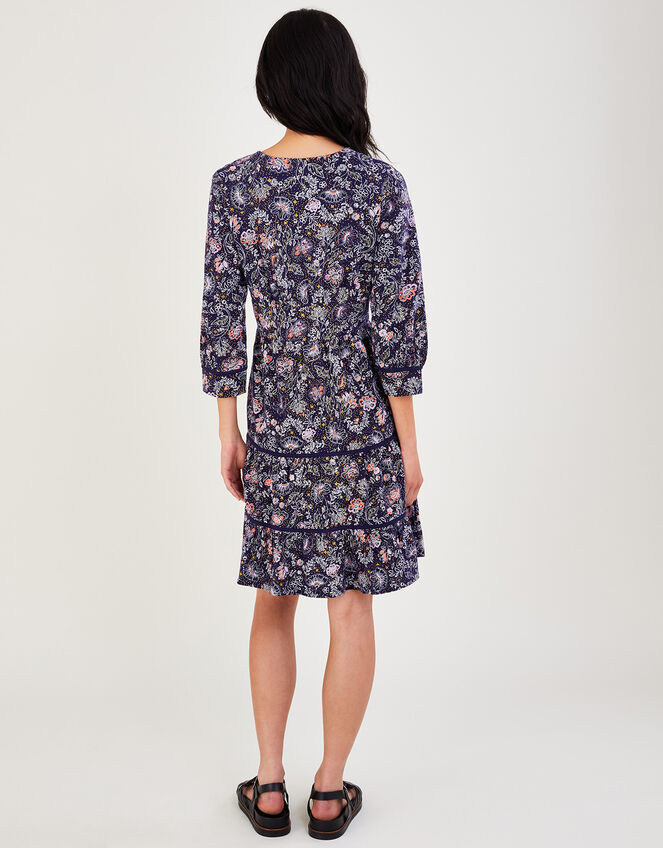 Tiered Short Jersey Dress, Blue (NAVY), large