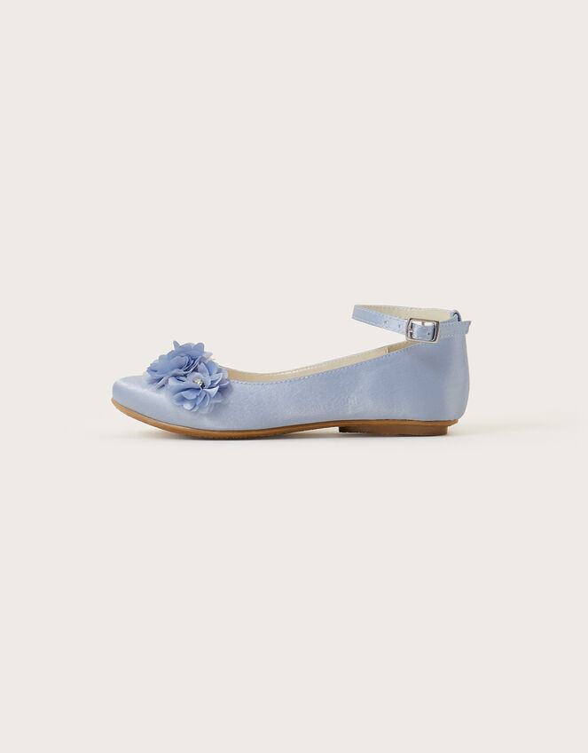 Deborah Diamante Flower Ballerina Flats Blue