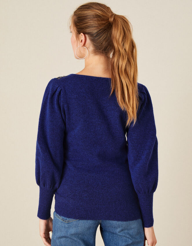 Embellished Blouson Sleeve Jumper, Blue (COBALT), large