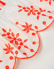 Embroidered Frill One Shoulder Top, Cream (CREAM), large