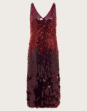 Claire Sleeveless Sequin Midi Dress, Red (RED), large