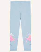 Unicorn Rainbow Marl Leggings, Blue (BLUE), large